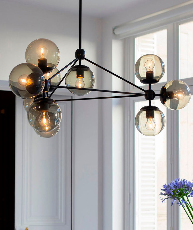 Modo Chandelier - 3 Sided, 10 Globes
