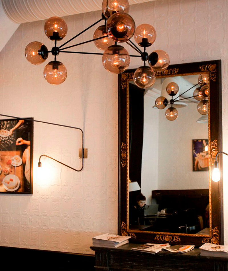 Modo Chandelier - 3 Sided, 10 Globes