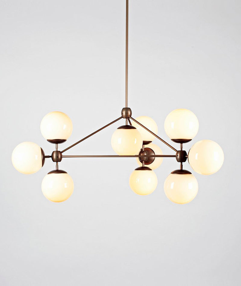 Modo Chandelier - 3 Sided, 10 Globes