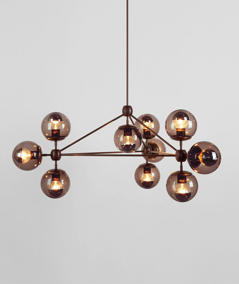 Modo Chandelier - 3 Sided, 10 Globes