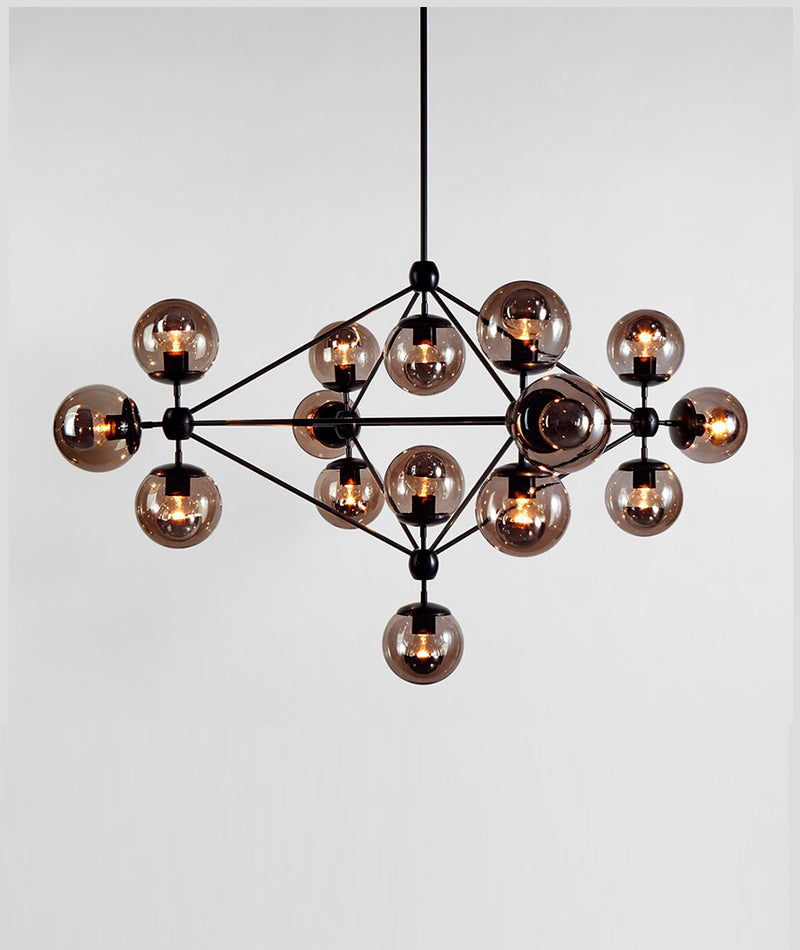 Modo Chandelier - 4 Sided, 15 Globes