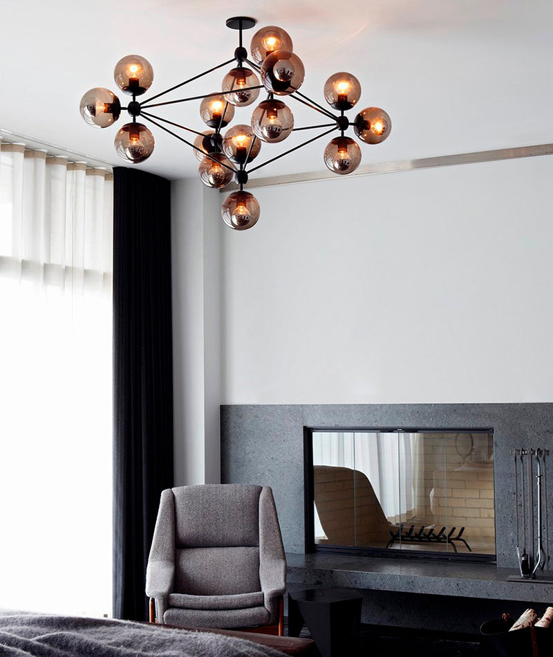 Modo Chandelier - 4 Sided, 15 Globes