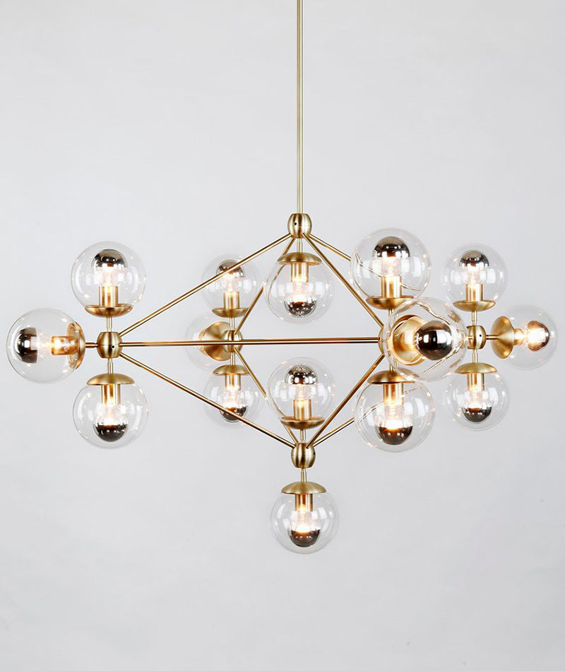 Modo Chandelier - 4 Sided, 15 Globes