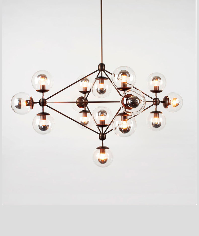 Modo Chandelier - 4 Sided, 15 Globes